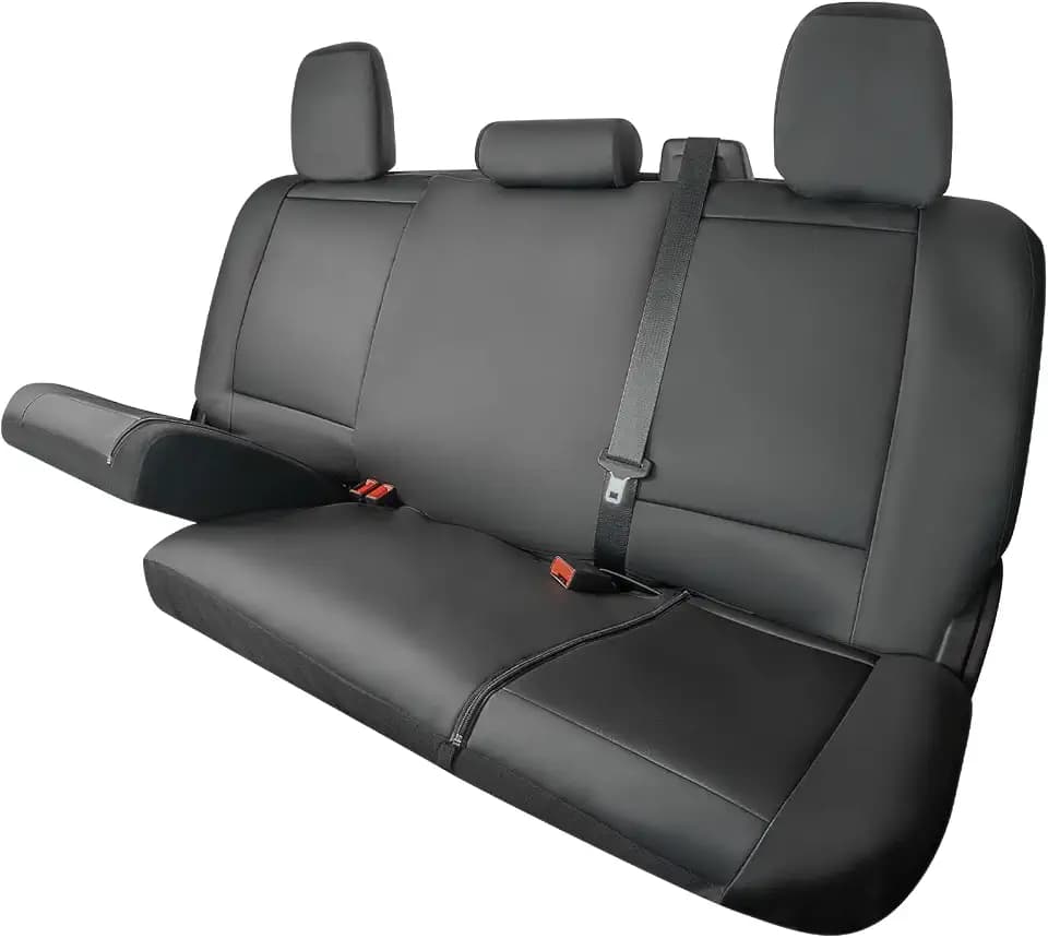 Universal Truck Bench Seat Cover; Fits All Full-Size Silverado F-150 Ram Sierra Titan Tundra Pickup Trucks; to Fit Folding, Split Bench or Standard Bench Seat; Faux Leather, Black