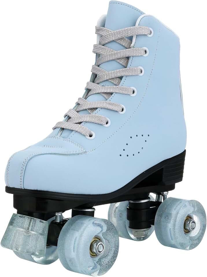 Roller Skates for Girls and Women, Cozy PU Leather Gradient Color Skates with Flash Wheels, Indoor Outdoor Skates for Beginner