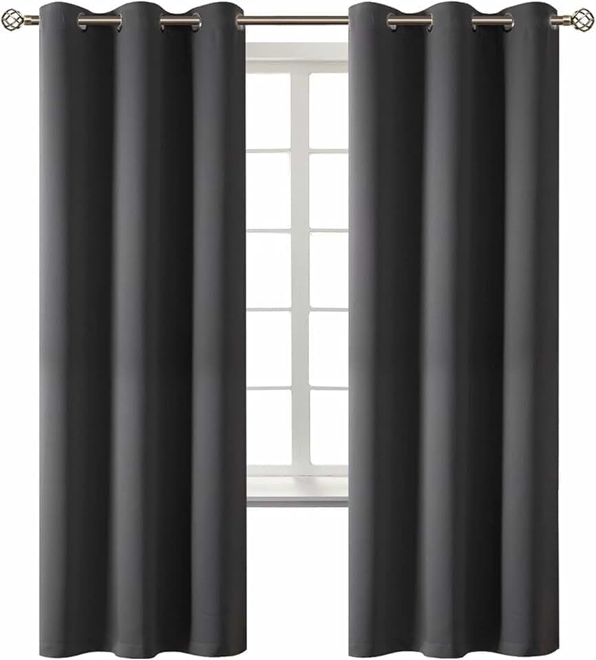 BGment Blackout Curtains - Grommet Thermal Insulated Room Darkening Bedroom and Living Room Curtain, Set of 2 Panels (42 x 72 Inch, Dark Grey)