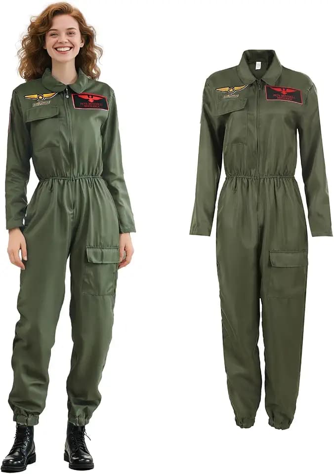 Kostüm Damen Pilot, Kampfjet Pilot Kostüm, Damen Pilotenkostüme, Halloweenparty und Partykostüme (2XL)