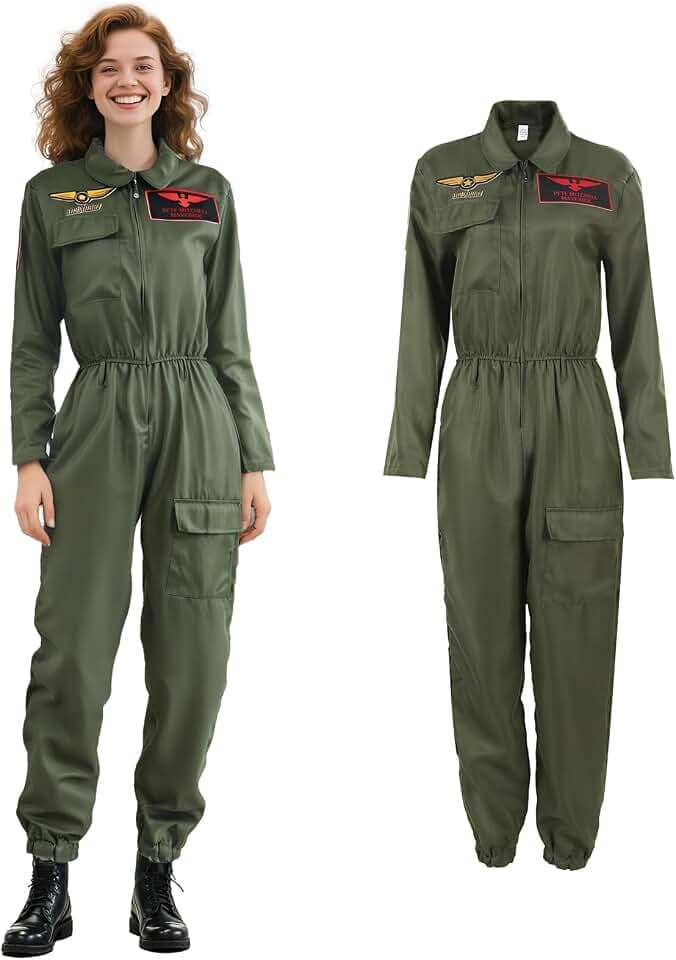 Kostüm Damen Pilot, Kampfjet Pilot Kostüm, Damen Pilotenkostüme, Halloweenparty und Partykostüme S