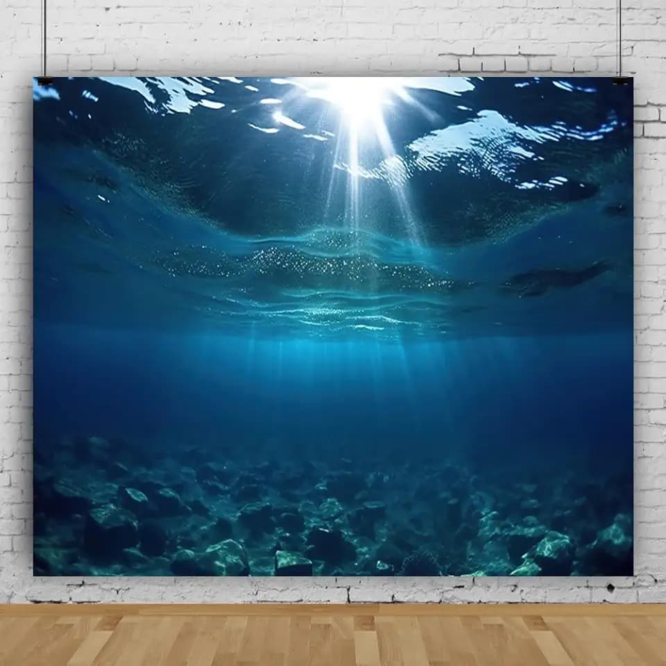 Under The Sea Backdrop for Photography 10x8ft Sunlight Through Blue Sea Water Photo Background Ocean Theme Birthday Baby Shower Kids Adults Party Decorations Banner Studio Photo Booth Props
