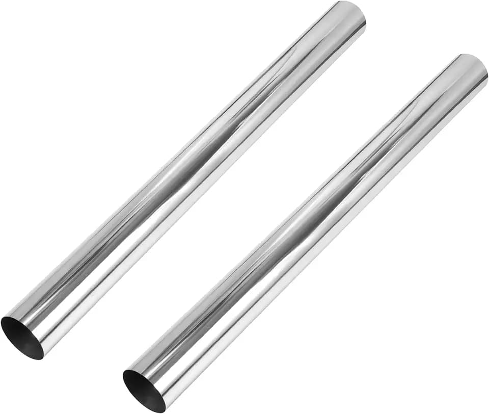 Motoforti 70mm/2.75" OD T304 Stainless Steel Mandrel Straight Exhaust Tube Pipe 889mm/35" End Length Universal Fit Tubing Car Exhaust Piping Silver Tone 2 Pcs