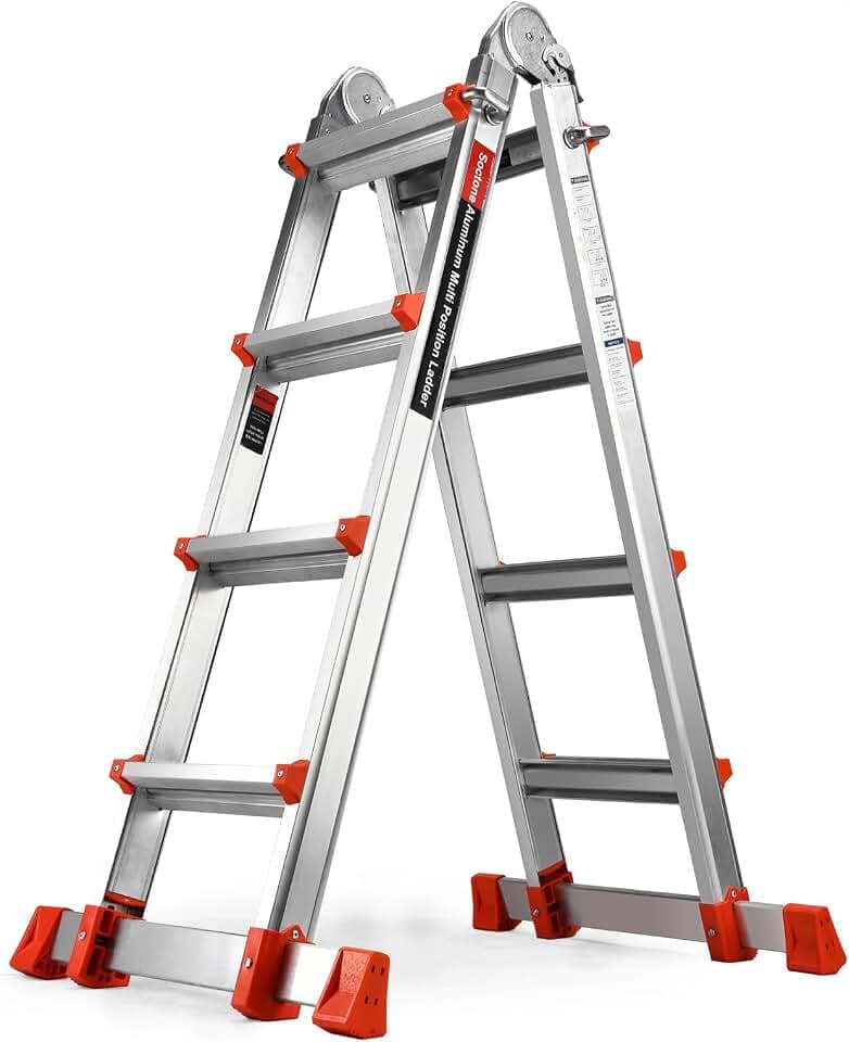 Soctone Ladder, A Frame Extension Ladder, 14 Ft Multi Position Ladder