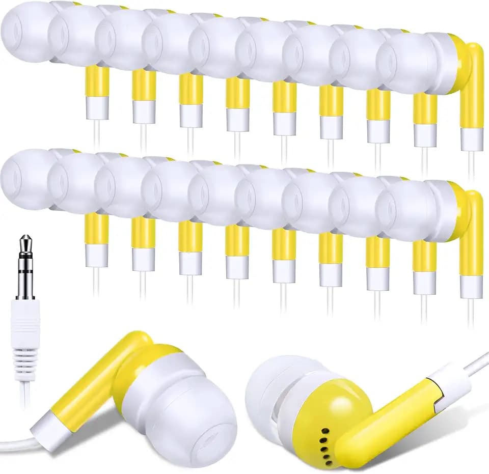 Konohan 100 Pcs Wired Earbuds Bulk for Classroom 3.5mm Jack,Yellow