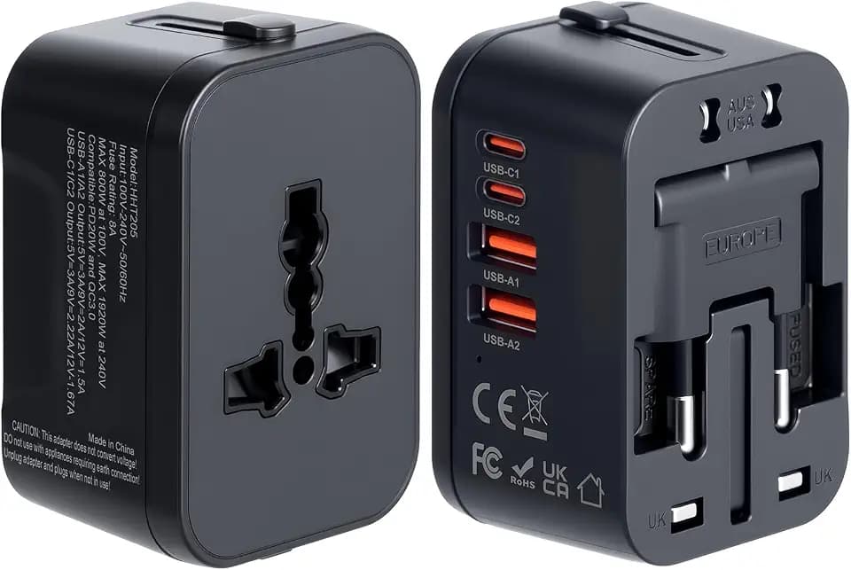 Universal Travel Adapter Fast Charger Worldwide Plug Adapter 4 Ports