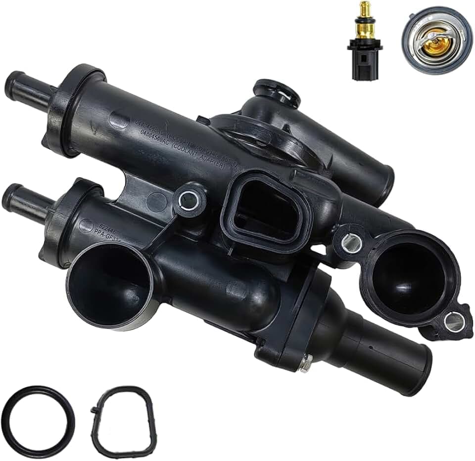 68003582AB Engine Coolant Thermostat Housing Assembly | Fit for Chrysler 200 Sebring, Dodge Avenger Caliber Journey 09-20, Jeep Compass Patriot 07-17 2.4L | OE# 902-319