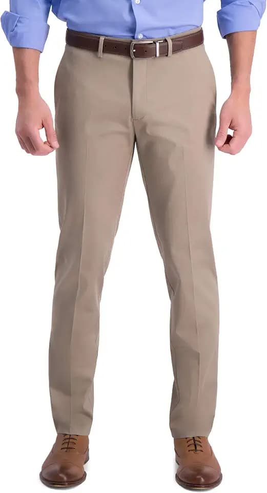 Haggar Men's Slim-Straight Fit Iron Free Premium Khaki Casual Pant