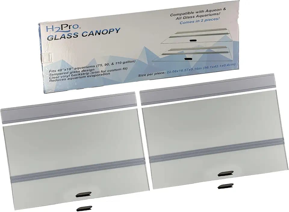 H2Pro Glass Canopy Aquarium Lid for Fresh & Saltwater Fish Tanks (A48GT for Aqueon 75/90 / 110 Gallon Aquariums)