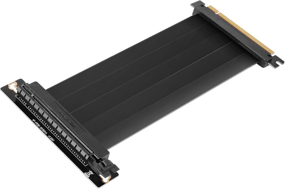 Mars Gaming MCA-PCIE40, GPU-Riser-Kabel PCIe 4.0 x16, Flexibles und Ultrastabiles Design, 90º-Stecker, 30AWG-Kupferkabel mit EMI-Abschirmung, Hochgeschwindigkeits-Datenübertragung, 300mm