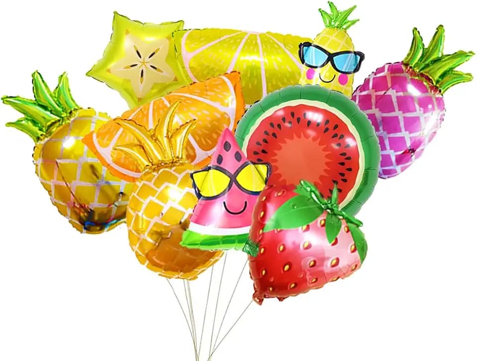 LZYMSZ 10PCS Fruit Mylar Balloons, Helium Foil Hawaii Party Balloons