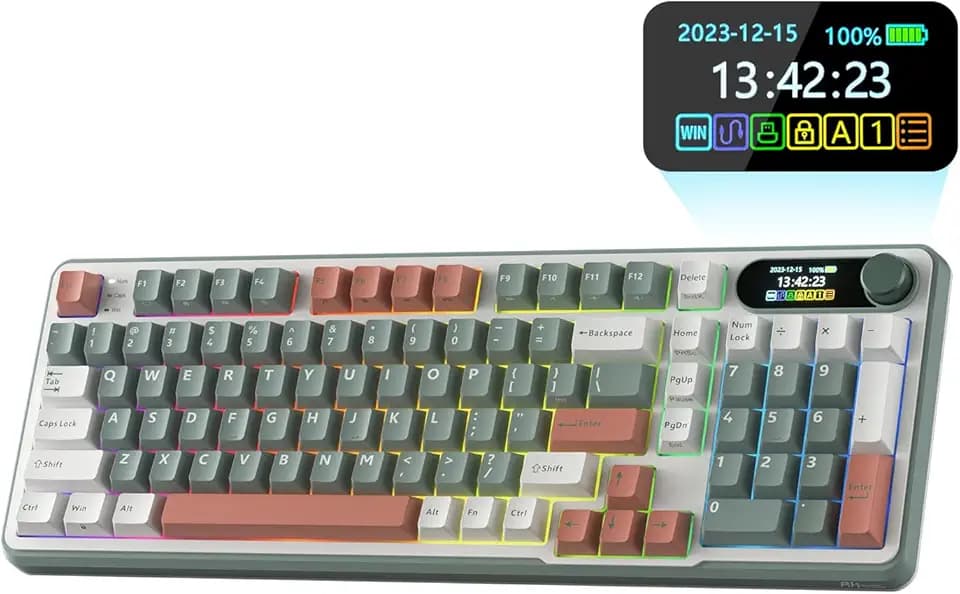 RK ROYAL KLUDGE S98 kabellose mechanische Tastatur mitSmart Display, QWERTY
