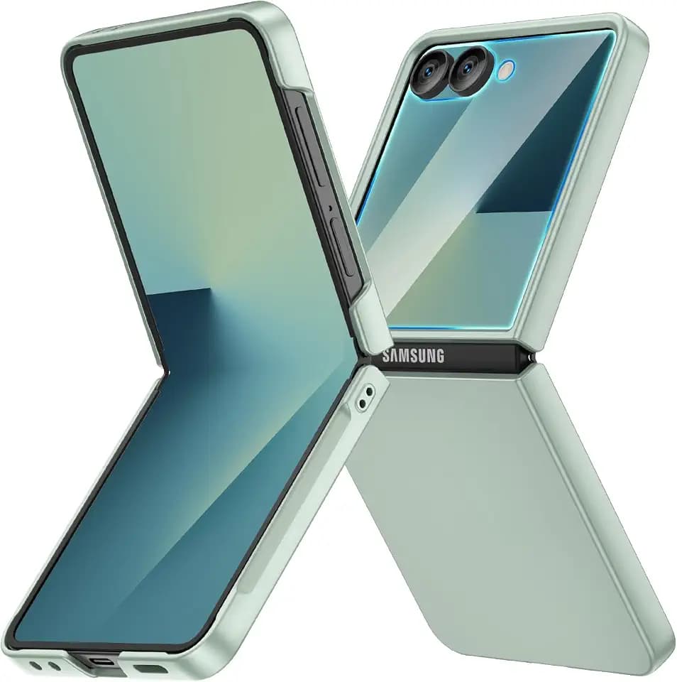 Ruky for Z Flip 7 Case, with Built-in Screen Protector, Mint Green