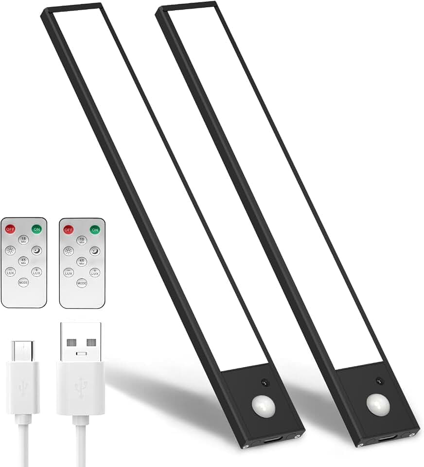 2 Pack Magnetic RV Step Lights, Remote, Black 11.8 in