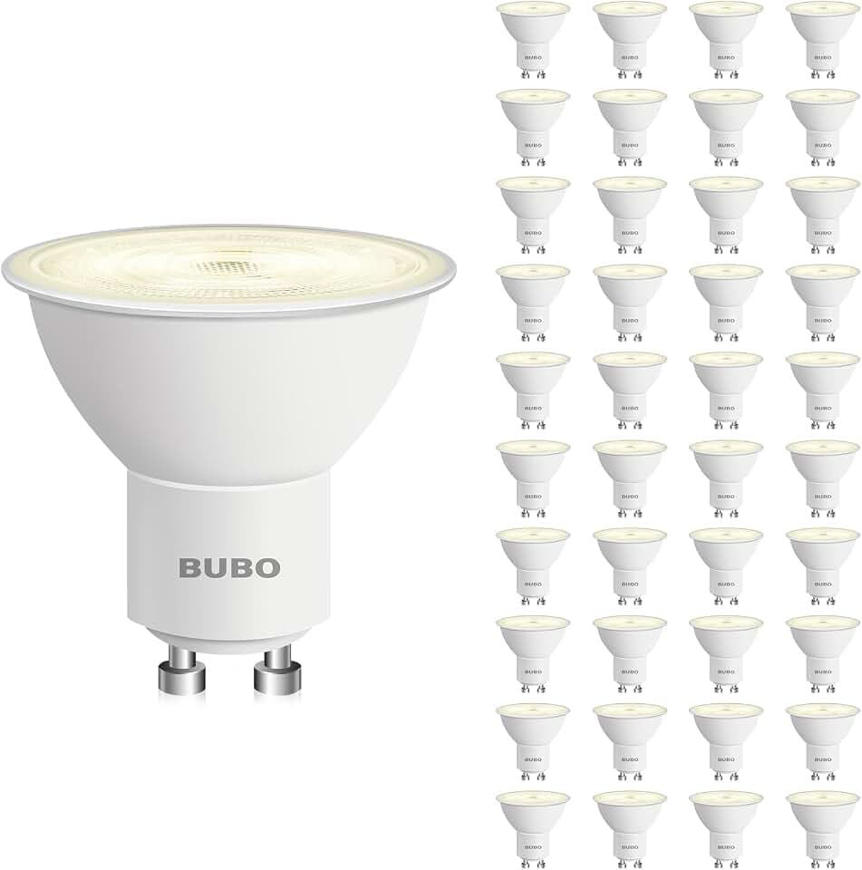 BUBO GU10 LED Bulb 6W Equivalent 50W, 3000K Warm White 650 Lumens, Non-Dimmable GU10 Bulb Replacement for Track Lighting, MR16 LED Bulb for Kitchen, Range Hood, Living Room, Bedroom, 40 Pack