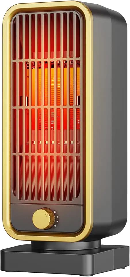 Energiesparender Heizlüfter Klein Leiser - 900W PTC Keramik Schnell Heizung Elektroheizung, 3 Gänge Knopf Tischheizung mit Kippschutz für Büro, Schlafzimmer, Badezimmer