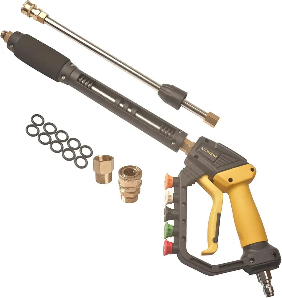 GDHXW High Power Washer Gun,Adjustable Pressure Washer Gun with Extension Wand,Quick Connection,with 5 Nozzle Tips, 2 Adapter,10 O-Rings 5000 PSI,Compatible with Most Pressure Washer