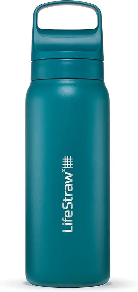 LifeStraw Go Series Insulated Steel Water Filter Bottle, 24 oz, Laguna Teal