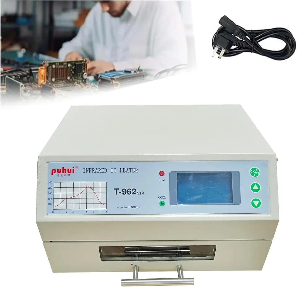T962 Reflow Oven,110v 800w Reflow Soldering Station, Intelligent Infrared IC Heater,Welding area 7.08×9.25in for Pcb Chip Aluminum Substrate Lamp Bead