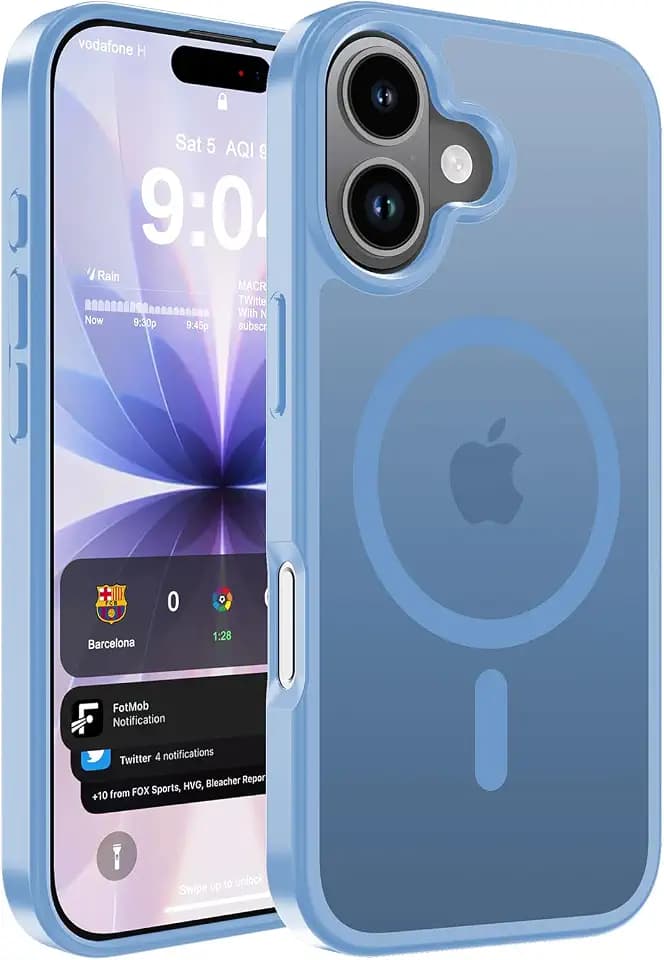 WRJ Magnetic Matte Case for iPhone 16 6.1-Inch,Light Blue