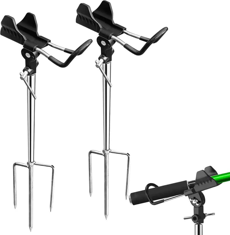 Fishing Pole Holders for Bank Fishing, 360 Degree Rotation Fishing Rod Holders, Multifunctional Stainless Steel Beach Fishing Rod Holder Fishing Gifts for Men(2 Pack )