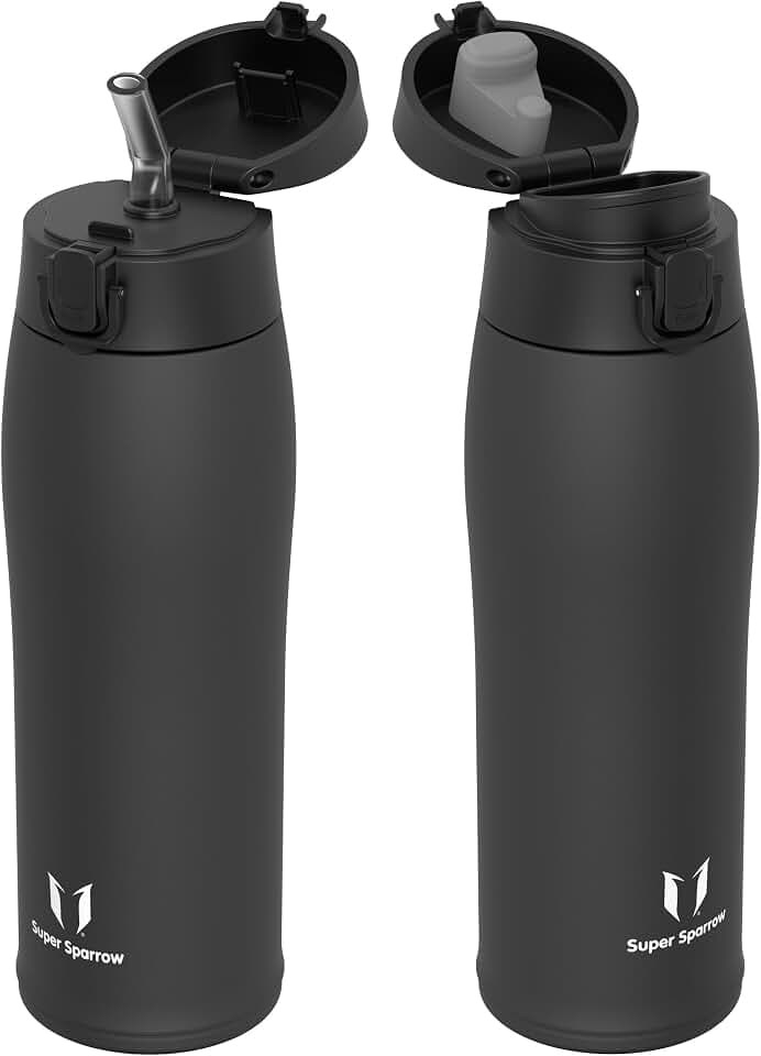 Super Sparrow Trinkflasche Edelstahl 18/8 - Trinkbecher - 750ml - BPA-Frei, Auslaufsicher Thermobecher, Trinkflaschen für Sport, Unterwegs, Schule, Outdoor, Büro, Zuhause