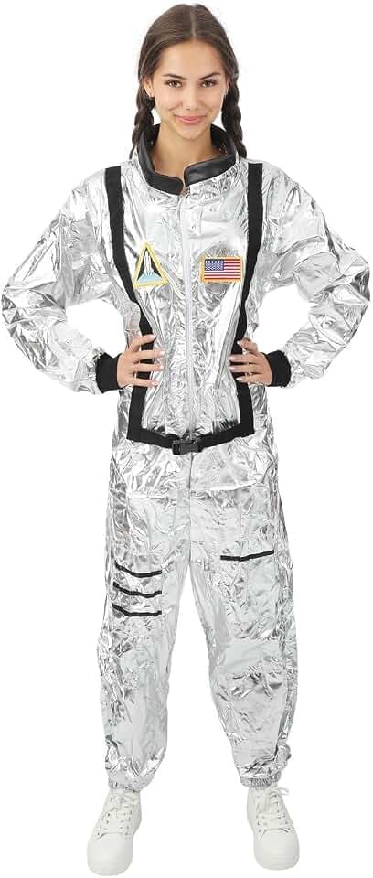 P'TIT CLOWN - Astronautenkostüm - Kostüm für Erwachsene - Perfekt für Karneval, Cosplay, Halloween, Kostümpartys und Motto-Events - Bequem und realistisch - Polyester - Grau