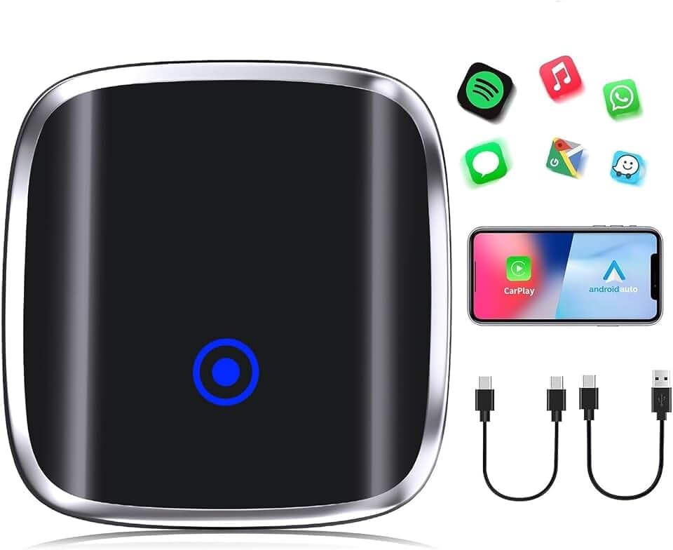 2-in-1 Wireless CarPlay & Android Auto Adapter – Wandelt kabelgebundenes CarPlay in kabellos um, Stabile Verbindung & Keine Verzögerung, Kompatibel mit iPhone & Android, Plug & Play
