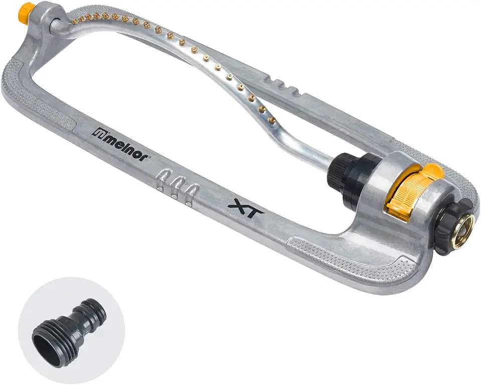 Melnor 65118-AMZ XT Metal Turbo Oscillating Sprinkler with QuickConnect Product Adapter Amazon Bundle, 4000 sq. ft. Coverage