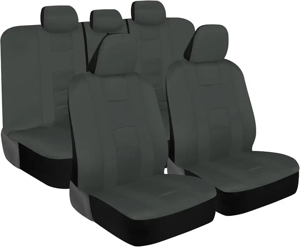 carXS Seat Covers for Cars, Solid Gray Two-Tone Car Seat Covers with Matching Back Seat Cover, Made to Fit Most Auto Truck Van SUV, Interior Car Accessories, Car Seat Cover Full Set