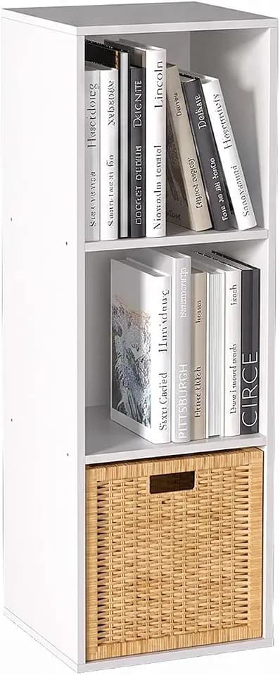 Wooden Cube Storage Organizer with Closed Back Panel,White Cube Shelf Cubby Storage Organizer with Compartments for Living,Bookshelf,Storage Organizers (White, 3 Cube-11in)