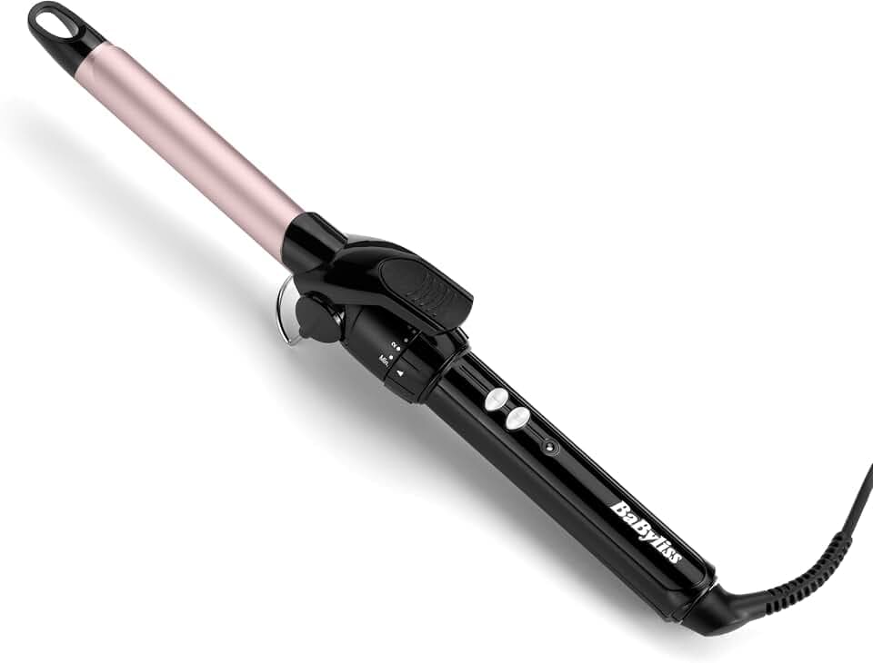 BaByliss 19mm Lockenstab – Satin Touch Beschichtung, 10 Heizstufen, professionelles Styling-Tool für definierte Locken, Schwarz & Pink, C319E