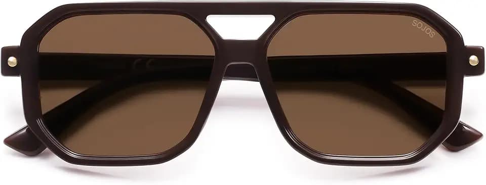 SOJOS Retro Polarized Square Aviator Sunglasses for Women Men Vintage 70s UV400 Protection Shade SJ2609