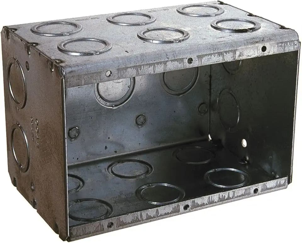 Hubbell Raco 3-Gang Masonry Box, Nongangable, Nineteen Concentric KO’s, Gray, 3-3/4" x 5-19/32", 697