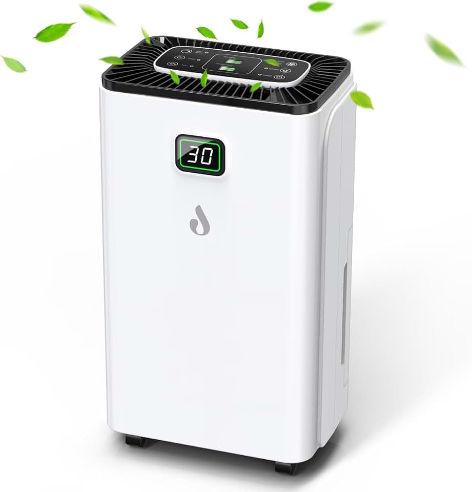 Luftentfeuchter Elektrisch, Entfeuchter 12L/Tag mit Digitalanzeige, 3 Modi, 24H-Timer, 2,5L Wassertank, Schlafmodus, Raumentfeuchter mit Kontinuierliche Entwässerung, Ideal für Schlafzimmer, Keller