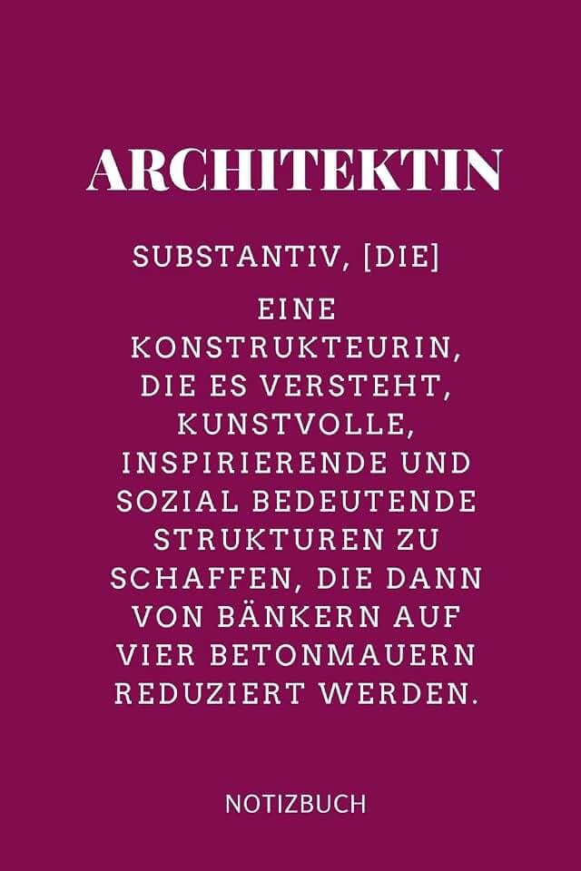 ARCHITEKTIN SUBSTANTIV, [DIE] EINE KONSTRUKTEURIN, DIE ES VERSTEHT NOTIZBUCH: A5 Studienplaner für Architekten | Geschenkidee für Studenten | ... Geburtstag | Lustiger Spruch | Studentenbuch