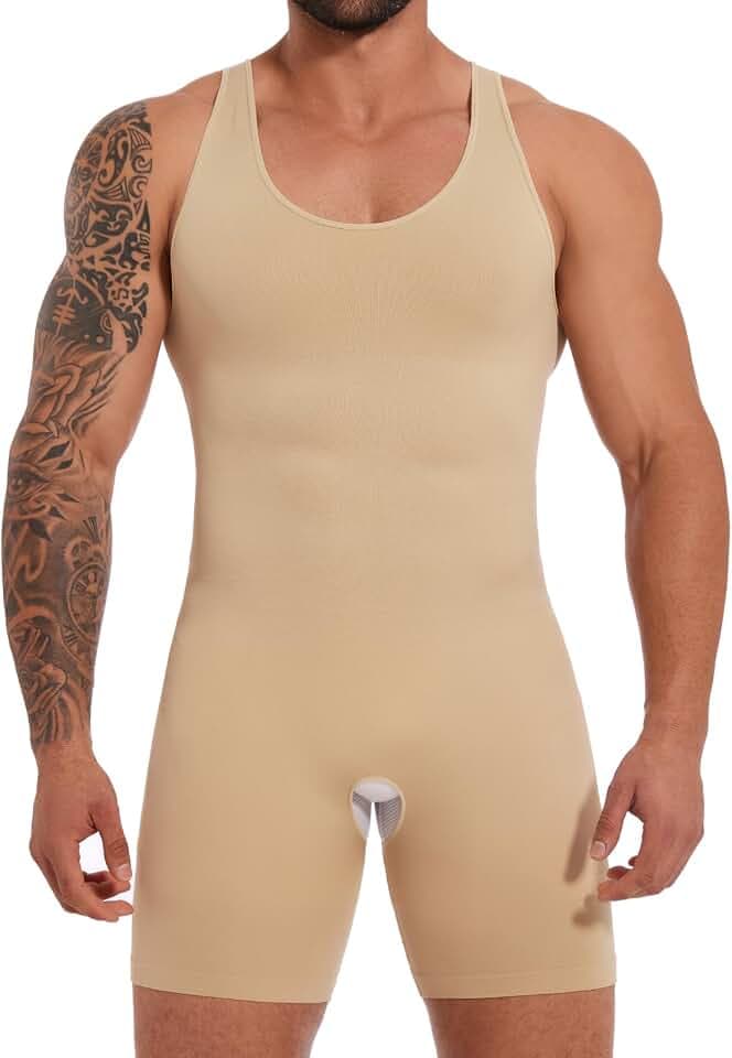 SLIMBELLE Herren Shapewear Bodysuit Kompressionsshirt Bauchweg Body Shaper