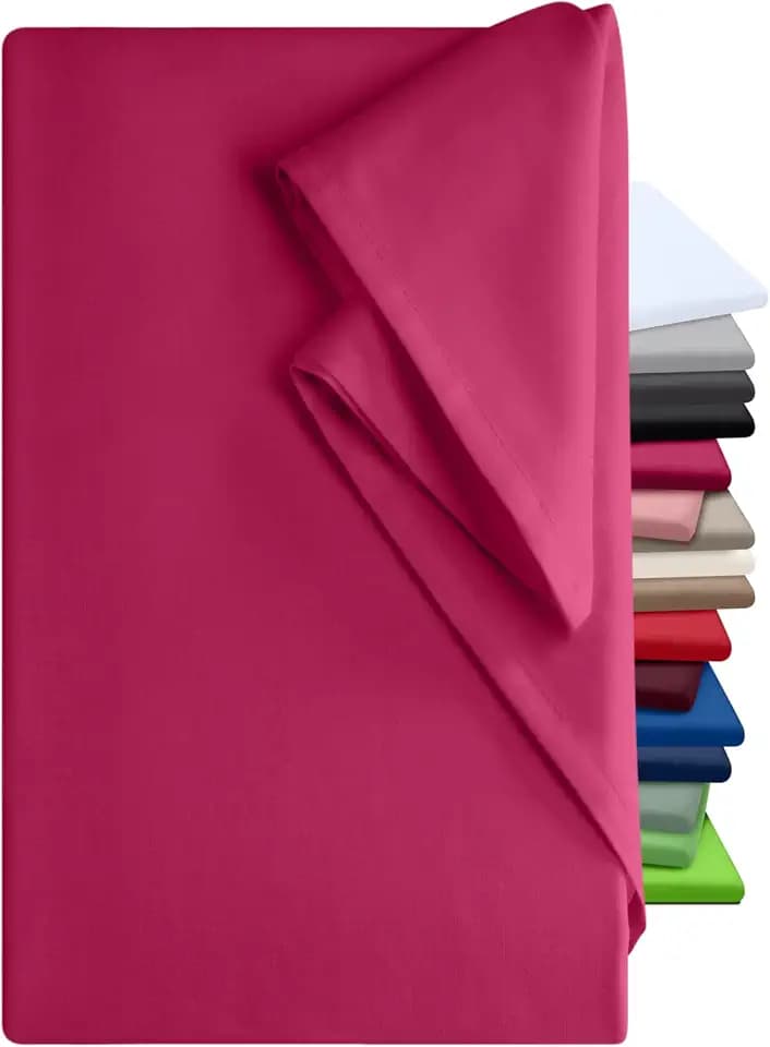 npluseins Bettlaken 240x275cm - Leintuch ohne Gummizug - Tuch ist ideal für Terrasse Reisen Camping und Tischtuch - Wohnmobil Laken - Betttuch ohne Gummizug - 100% Baumwolle, ca. 240 x 275 cm, weinrot