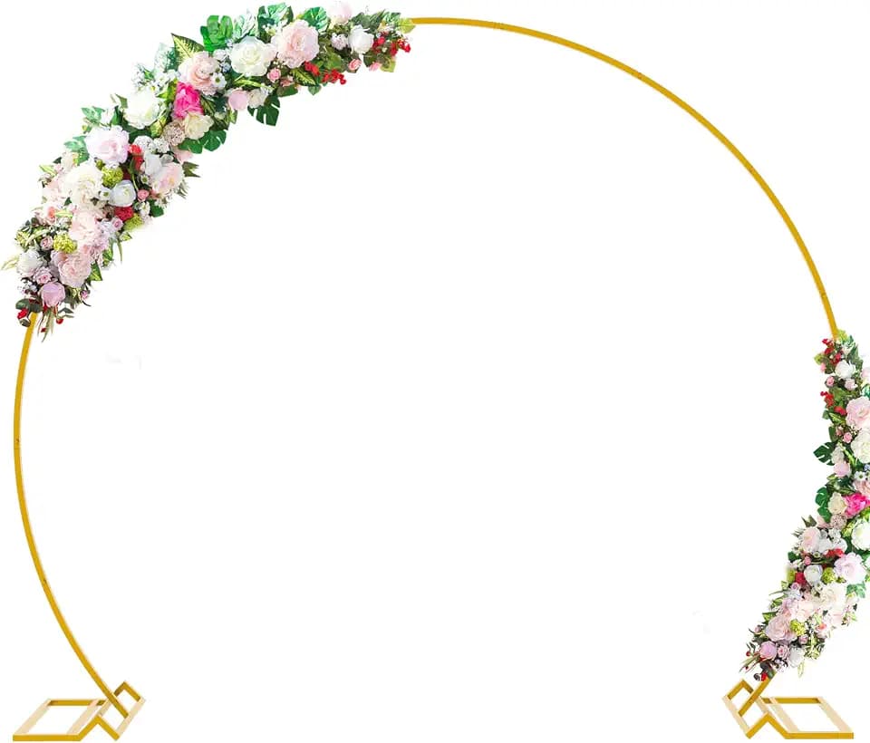 Wokceer Wedding Arch 7.2FT Round Backdrop Stand Gold Circle Balloon Arch