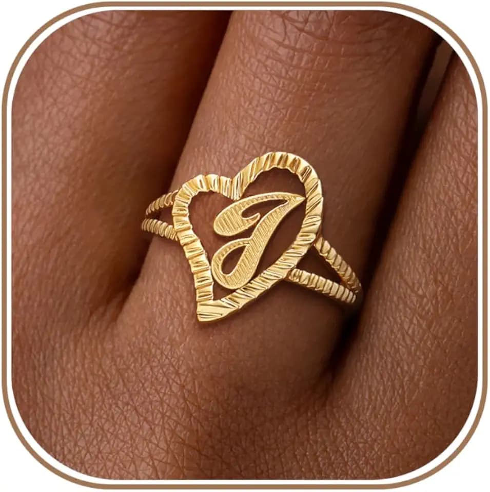 ZHESHY Gold Rings for Women Non Tarnish 14K Gold Plated Initial Rings
