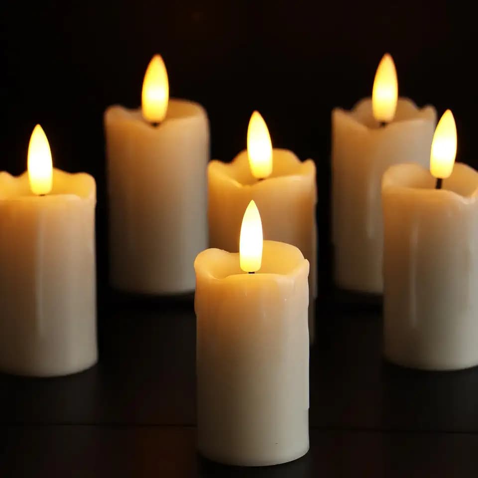 Battery Operated Flameless Votive Candle with Remote and Timer Ivory 6 Pack