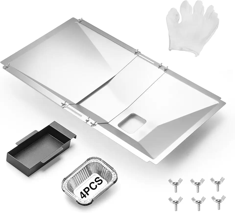 Universal Grease Tray with Catch Pan Adjustable Drip Pan for Nexgrill, Expert Grill, Kenmore, Charbroil, BHG, Expert for Most 3/4/5 Burner Gas Grill Grease Tray Replacement