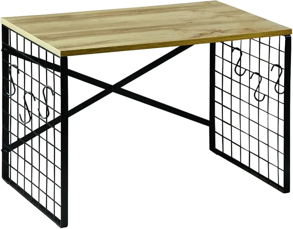 Kesper| Mikrowellenregal, Material: Eichendekor/Metall, Maße: B: 52 x T: 32,5 x H: 36,5cm, Farbe: schwarz/Natur| 27831