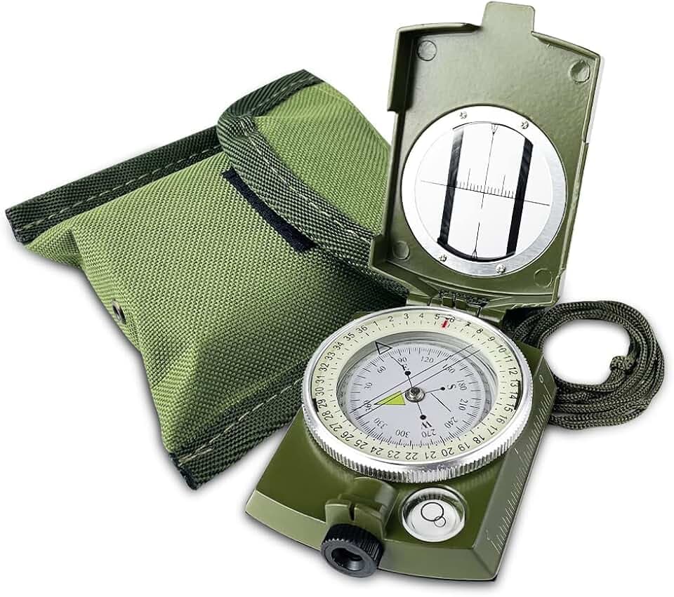 Gvolatee Kompass Militär Marschkompass mit Tasche für Camping, Wanderung, wandern Wasserdicht Wandern Militär Navigation Kompass mit Fluoreszierendem Design