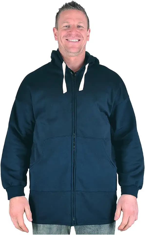 Karma Herren-Kapuzenpullover mit Reißverschluss, extrem lang, lang, für große und große Männer