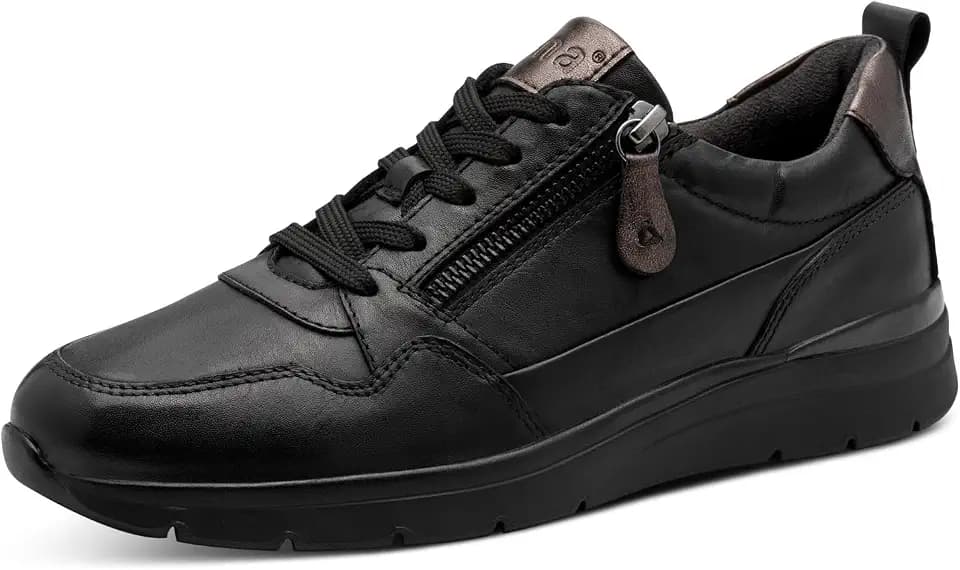 Jana Damen Sneaker flach mit Reißverschluss Leder