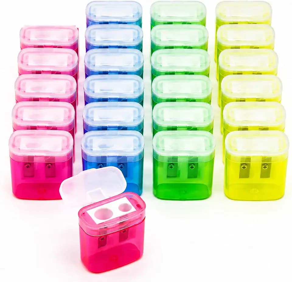 24 Stück Spitzer mit Dose - ForTomorrow Anspitzer mit Behälter, Klein Spitzer Dicke und Dünne Stifte, Anspitzer mit Deckel Kinder, Bleistiftspitzer, Pencil Sharpener, Dosenspitzer für Schule Büro