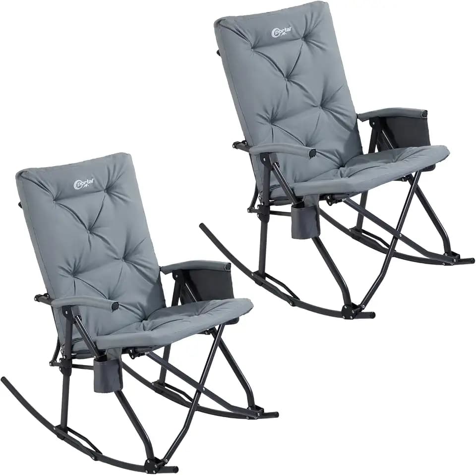 Portal Oversized Padded Folding Rocking Camping Chair Outdoor 400 LBS