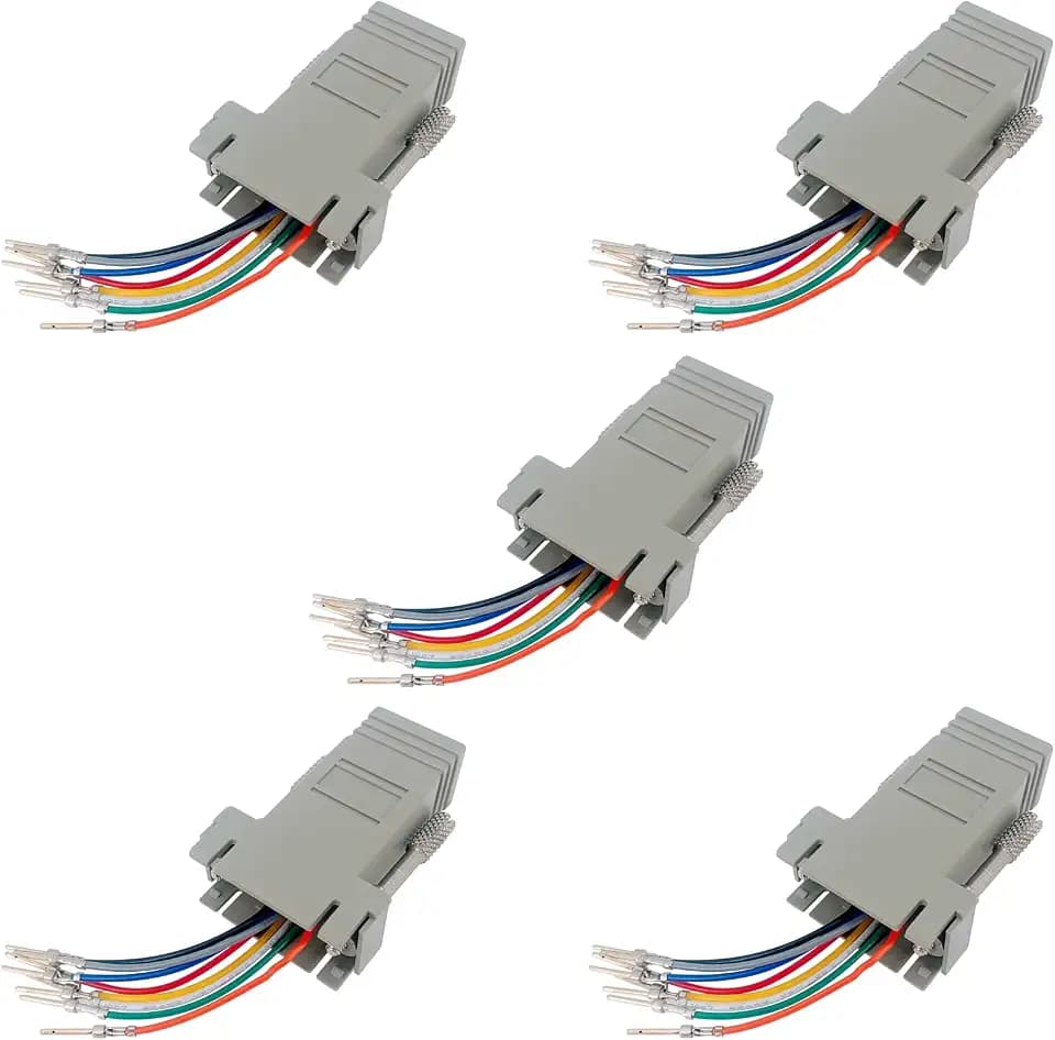 5Pcs DB9 Male to RJ45 Female Modular Ethernet Adapter