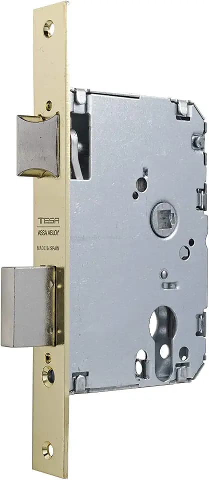 TESA 40105PHL Einsteckschloss für Holztüren, Dornmaß 50 mm, Messingfarben